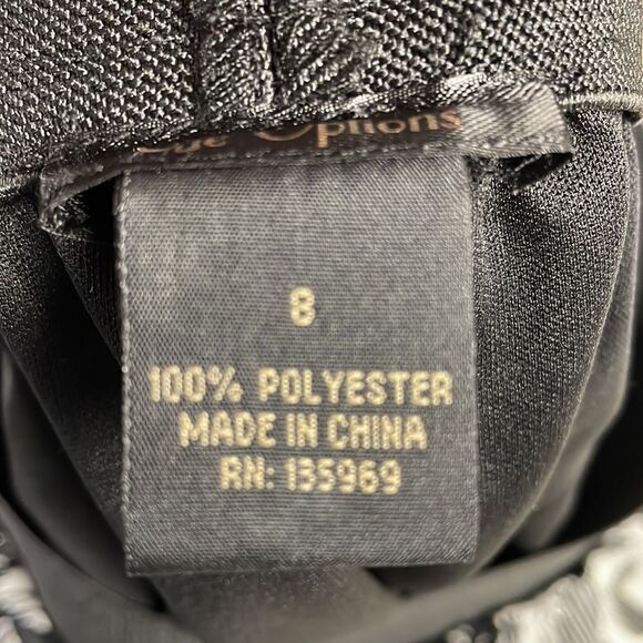 NUE OPTIONS Women’s Wide Band Skirt Black White Short A-Line Flowy Size 8 - Picture 7 of 7